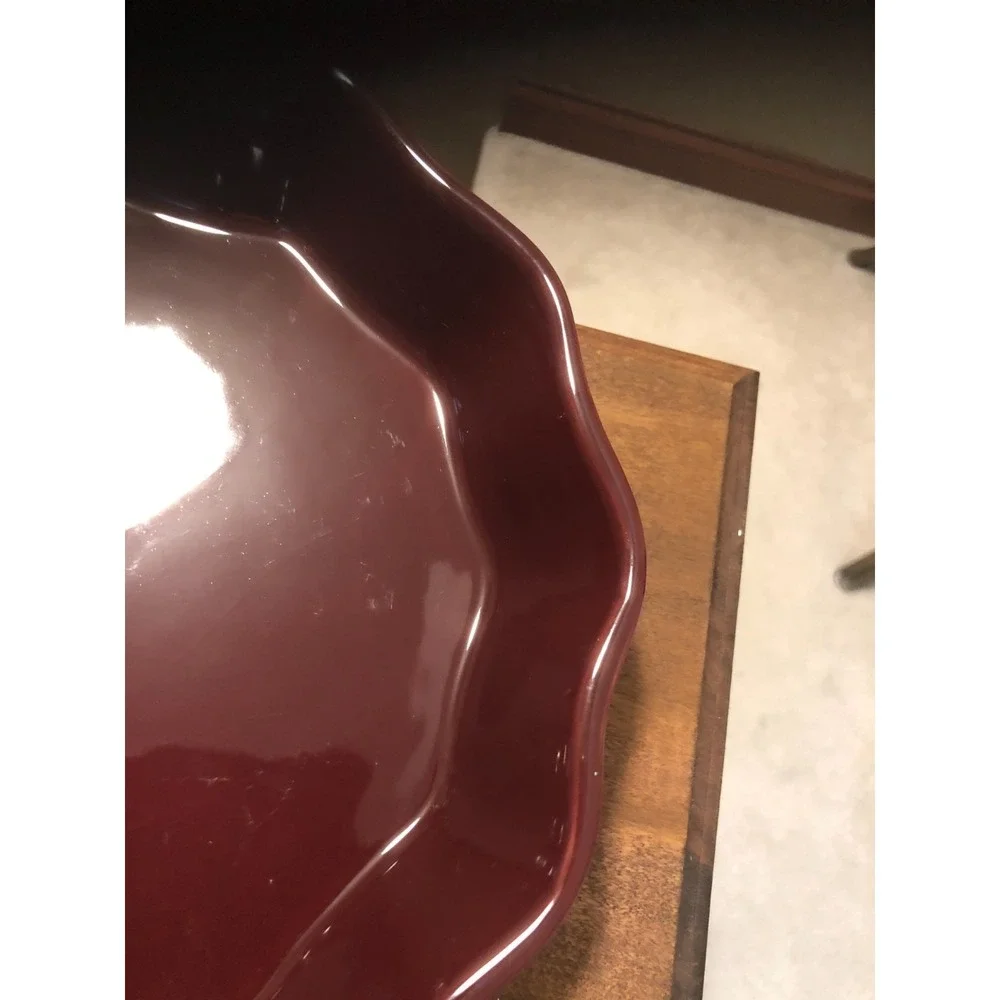 Vintage Wine Colored Scalloped Edge Pie Plate 9.5